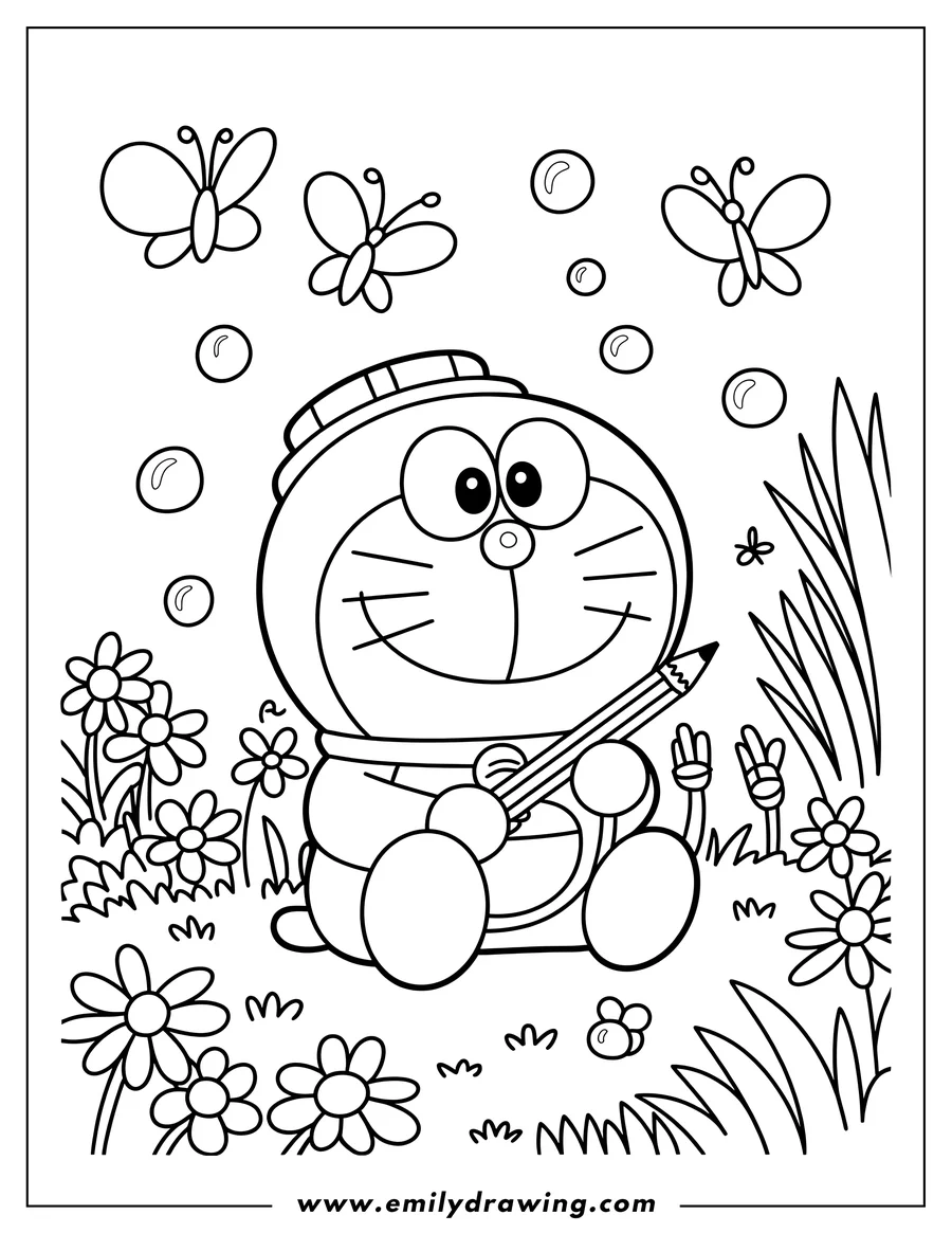 Outline drawing of doraemon