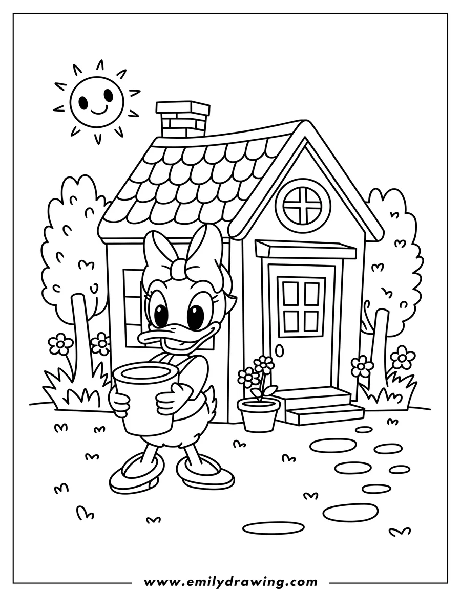 Printable coloring page of duck Character