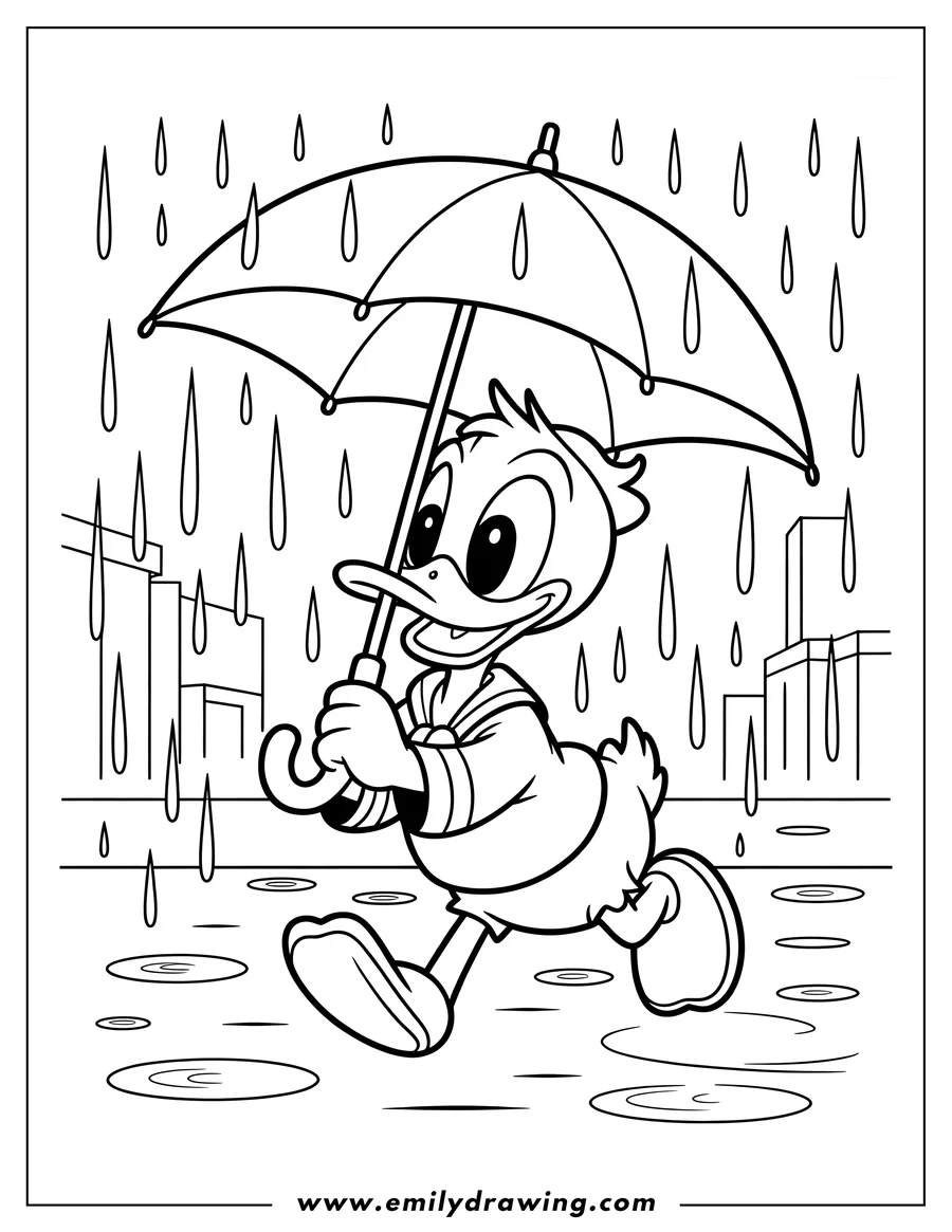 Doodle style coloring picture of duckling