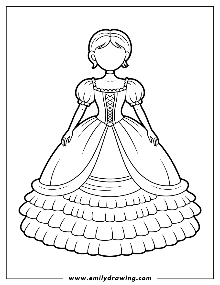 Coloring sheet featuring faceless Woman