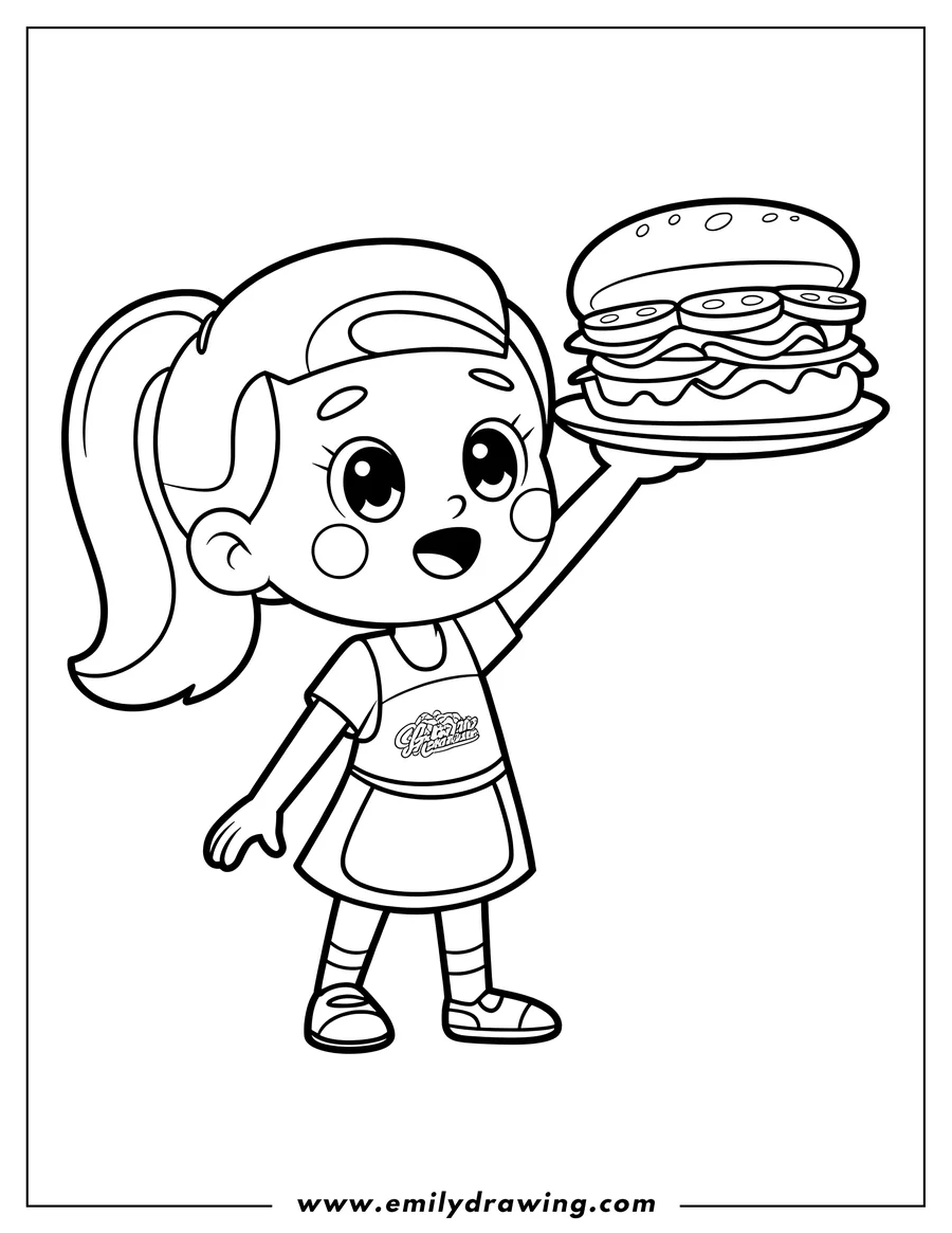 Coloring sheet featuring girl