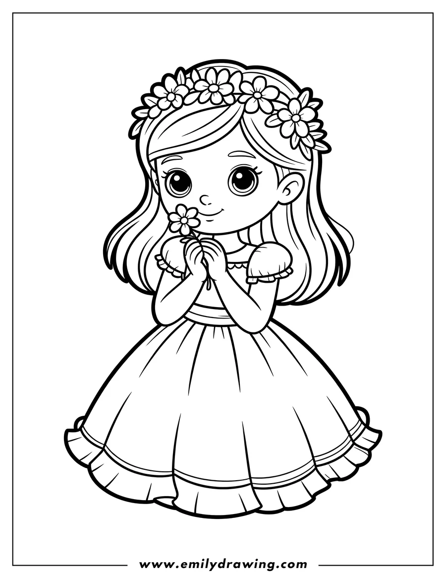 Outline drawing of girl