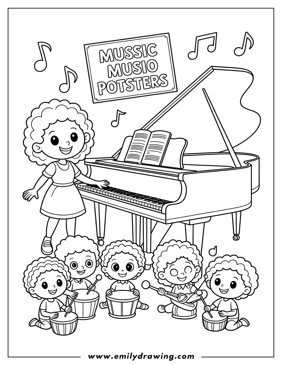 Coloring page for kids: girl