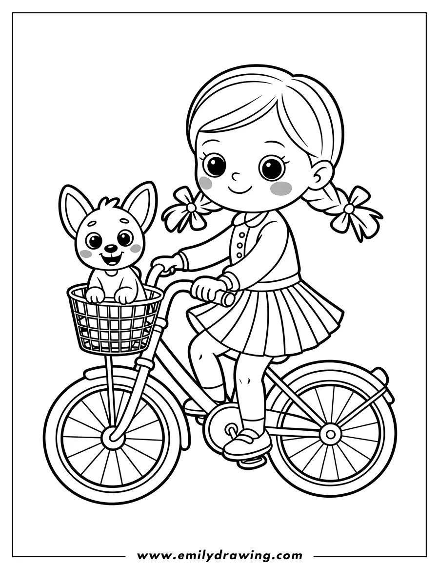 PDF style coloring page: girl