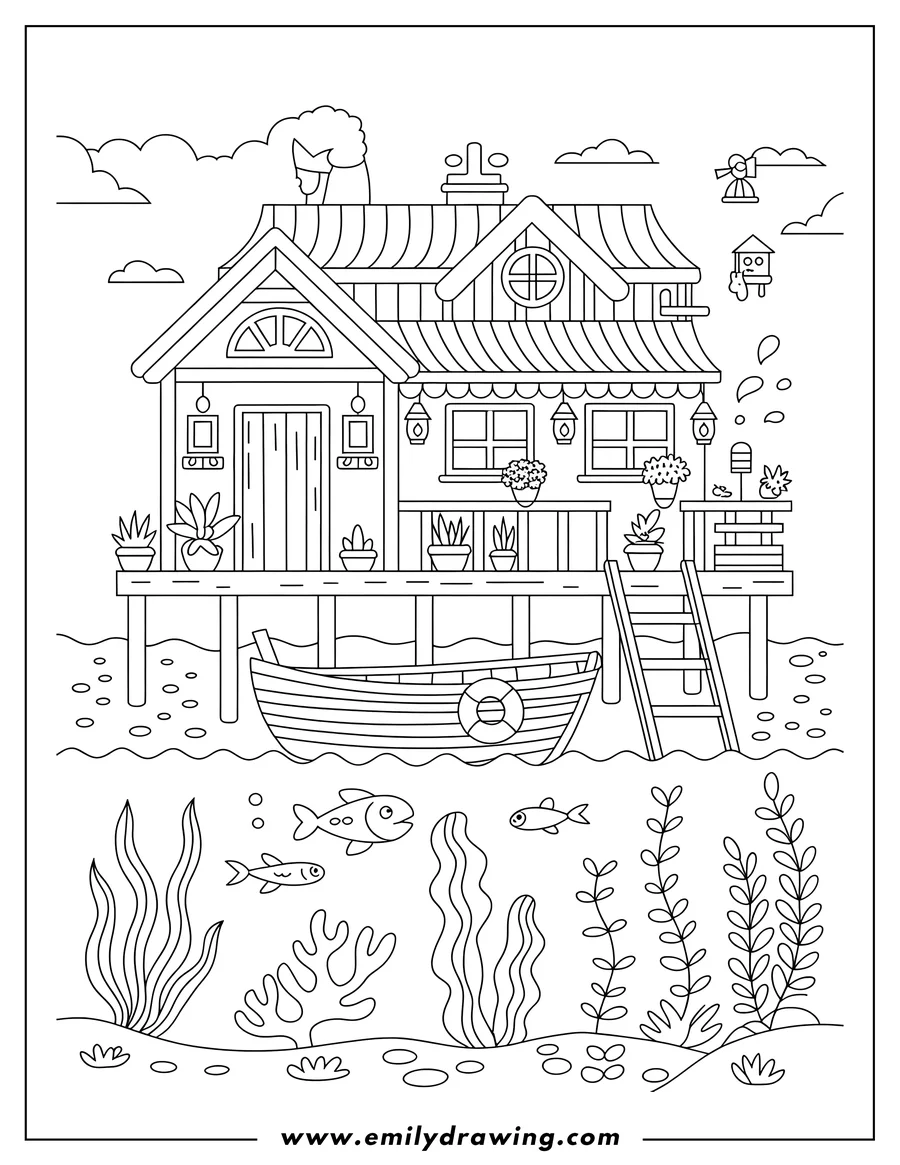 Linear illustration of house
