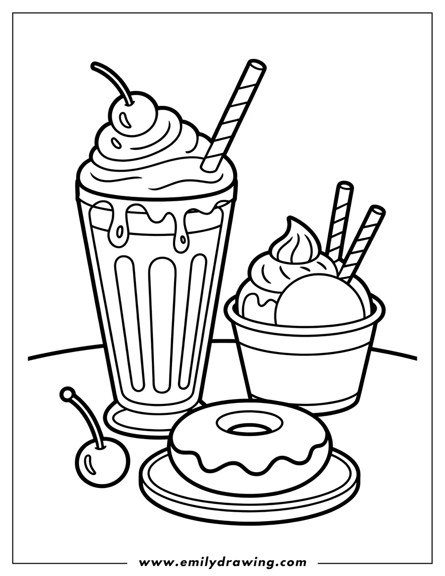 Coloring page for kids: milkshake