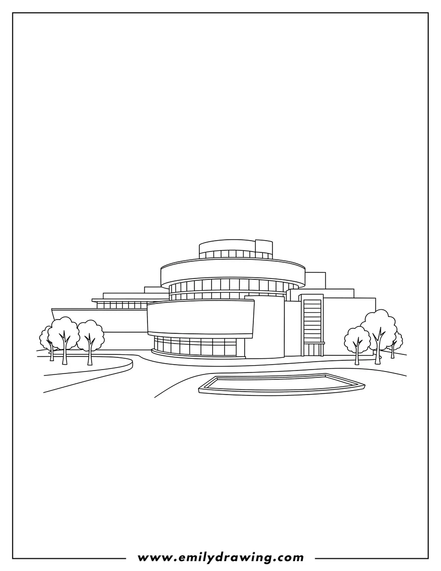 Coloring page for kids: solomon R. Guggenheim Museum exterior