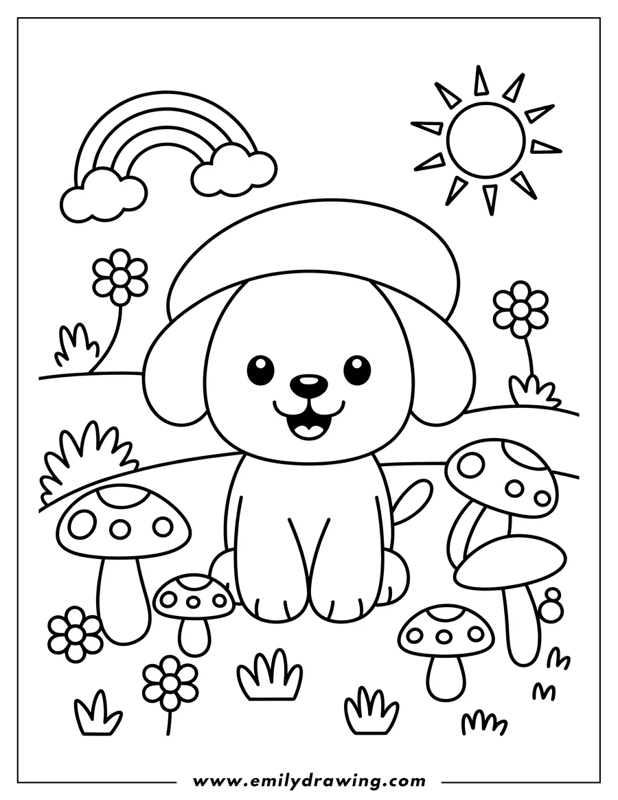 Vector style outline of puppy