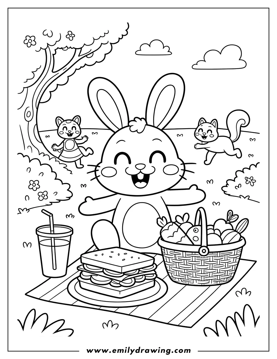 Printable coloring page of rabbit