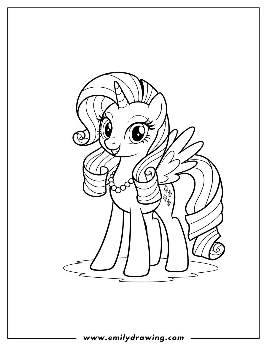 High quality printable rarity from My Little Pony standing and smiling for coloring