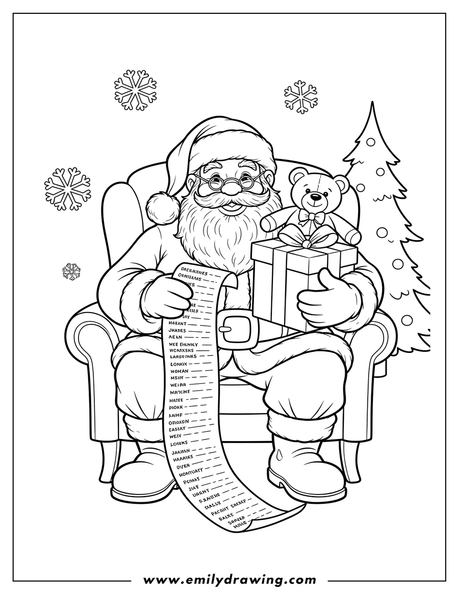 Free to print drawing of santa Claus
