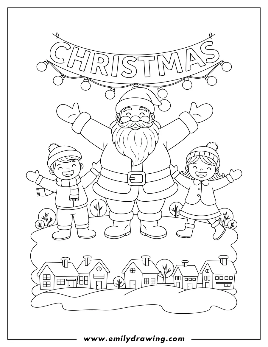 Downloadable coloring page of santa Claus