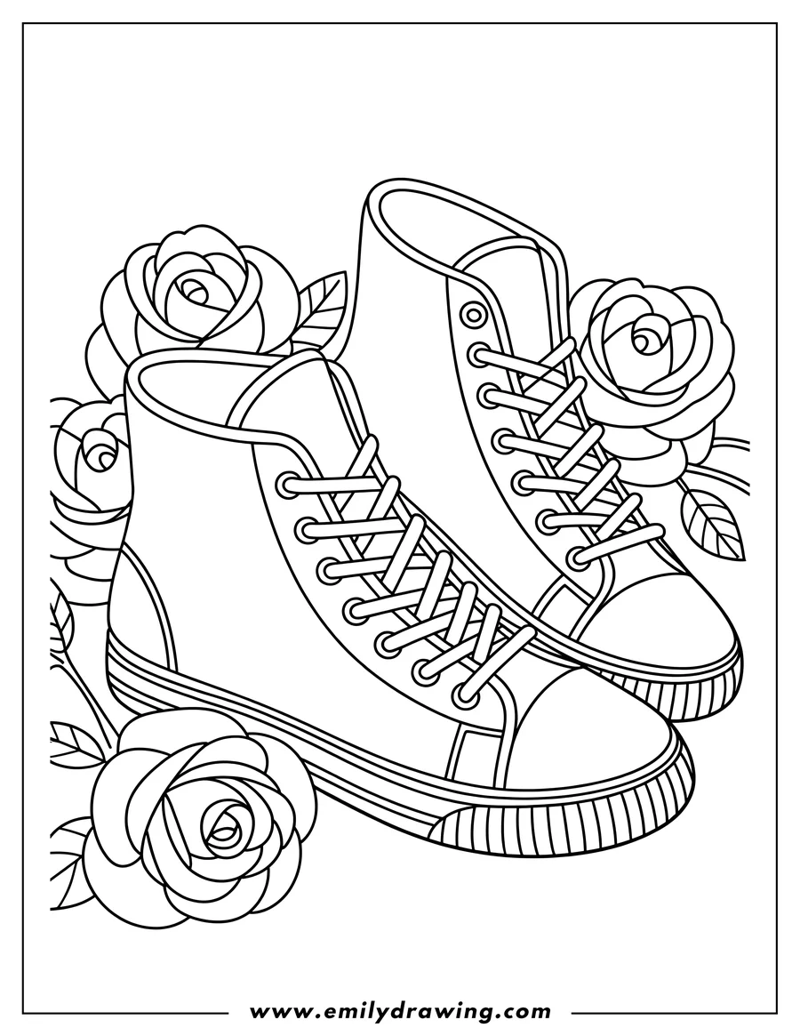 Printable line art of sneakers