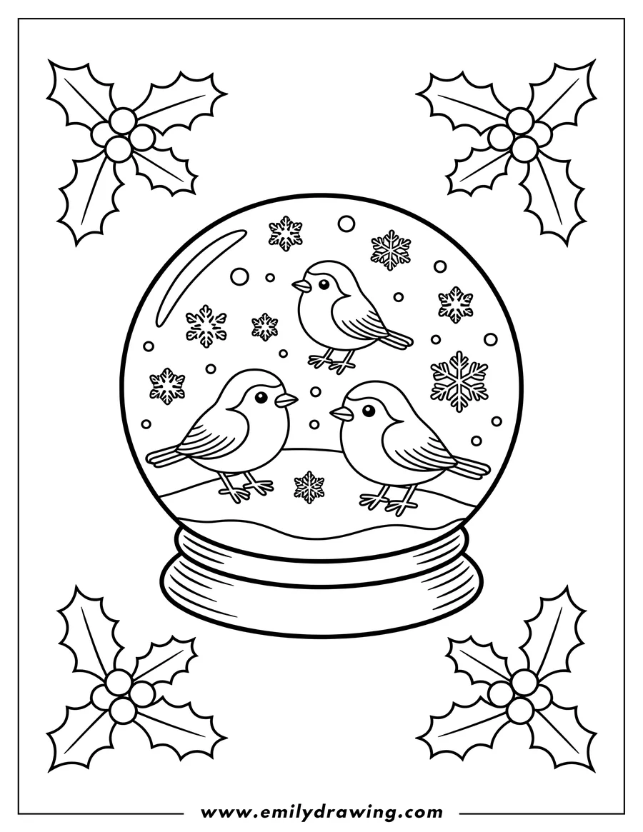 Free to print drawing of snow Globe