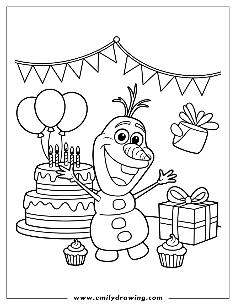 Outline drawing of snowman