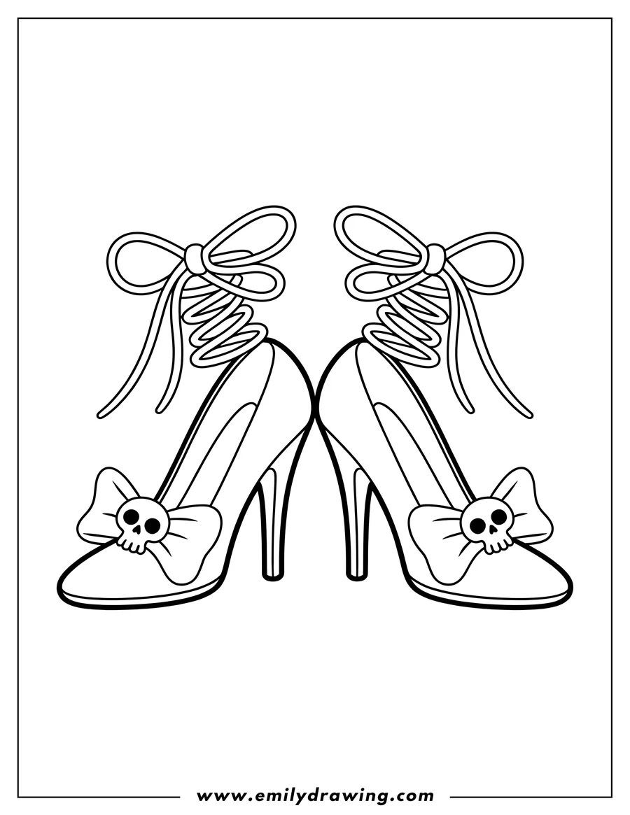 Doodle style coloring picture of high-Heeled Shoes