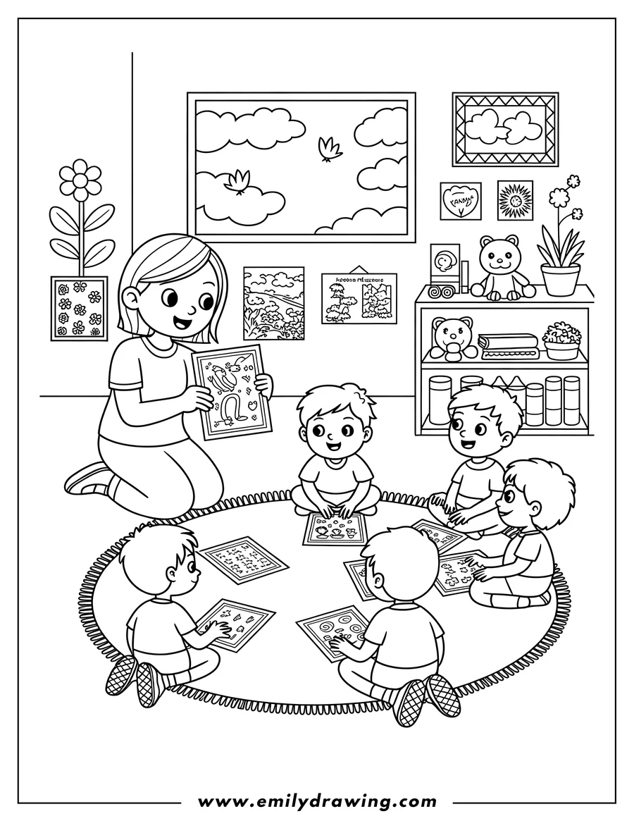 Free printable coloring sheet of teacher