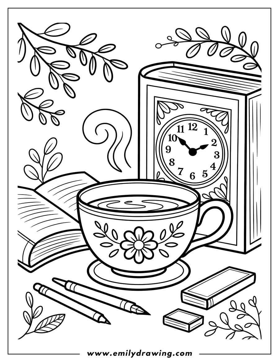 Printable coloring page of teacup