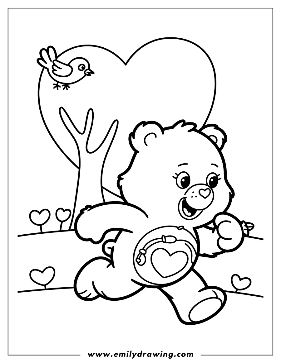 Linear illustration of care Bear