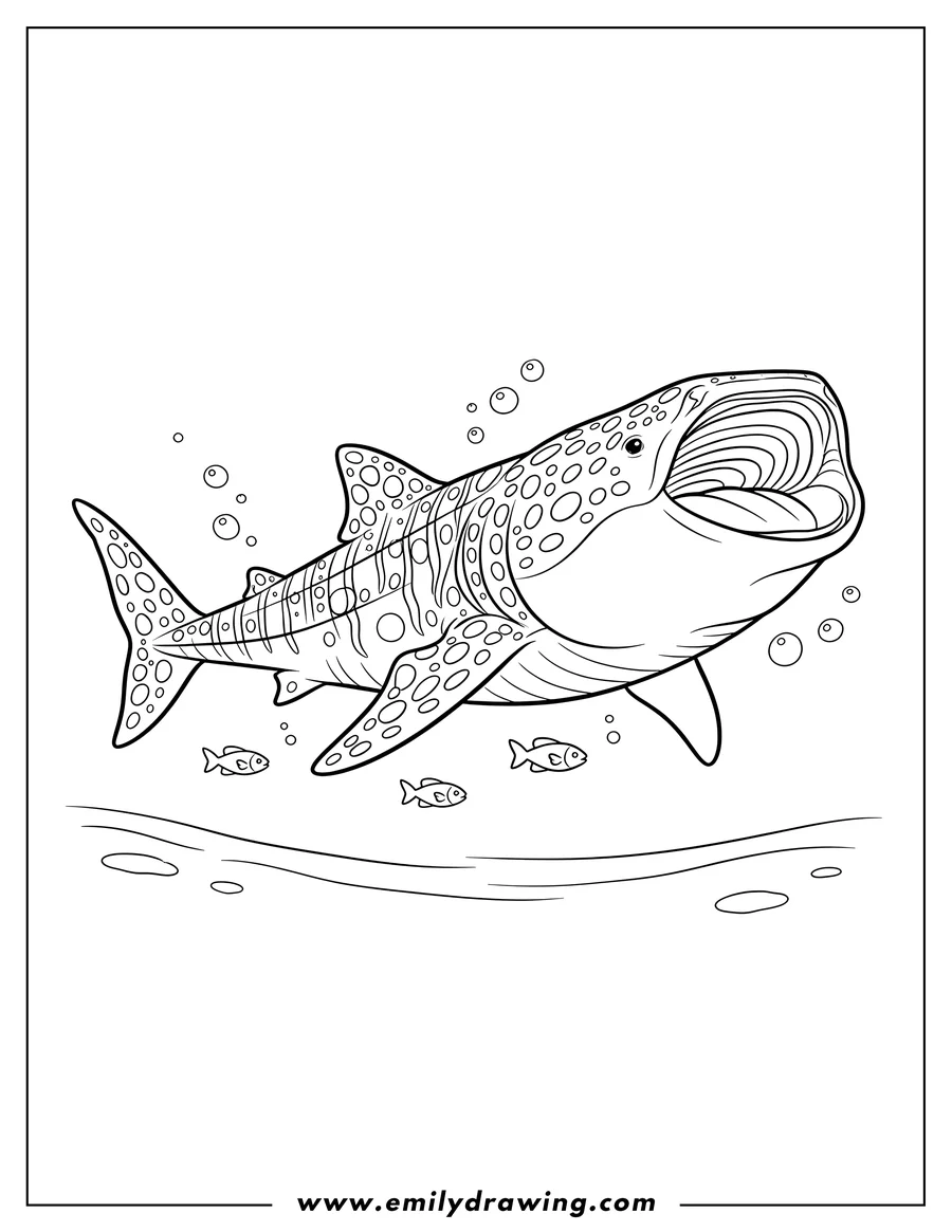 Doodle style coloring picture of whale Shark