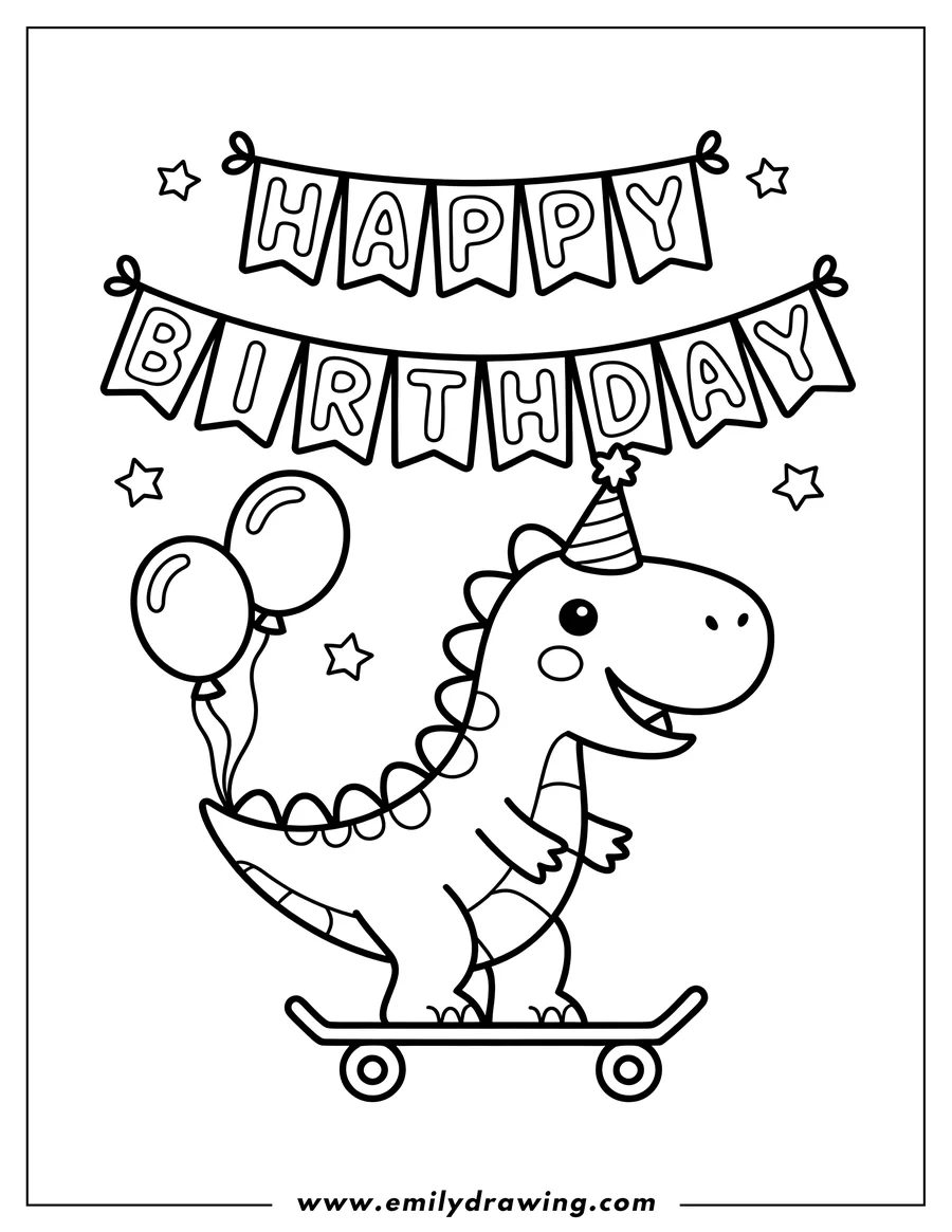 PDF style coloring page: dinosaur