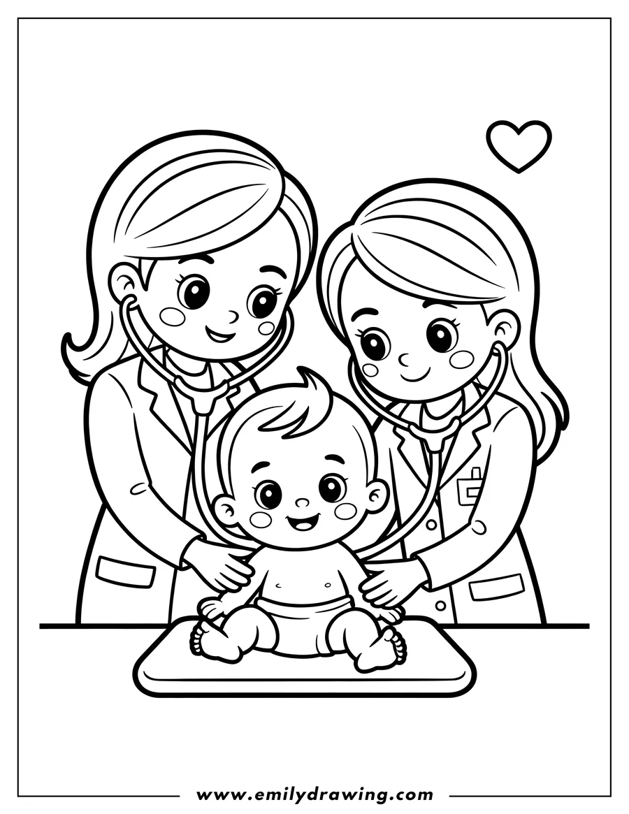 Printable line art of doctor