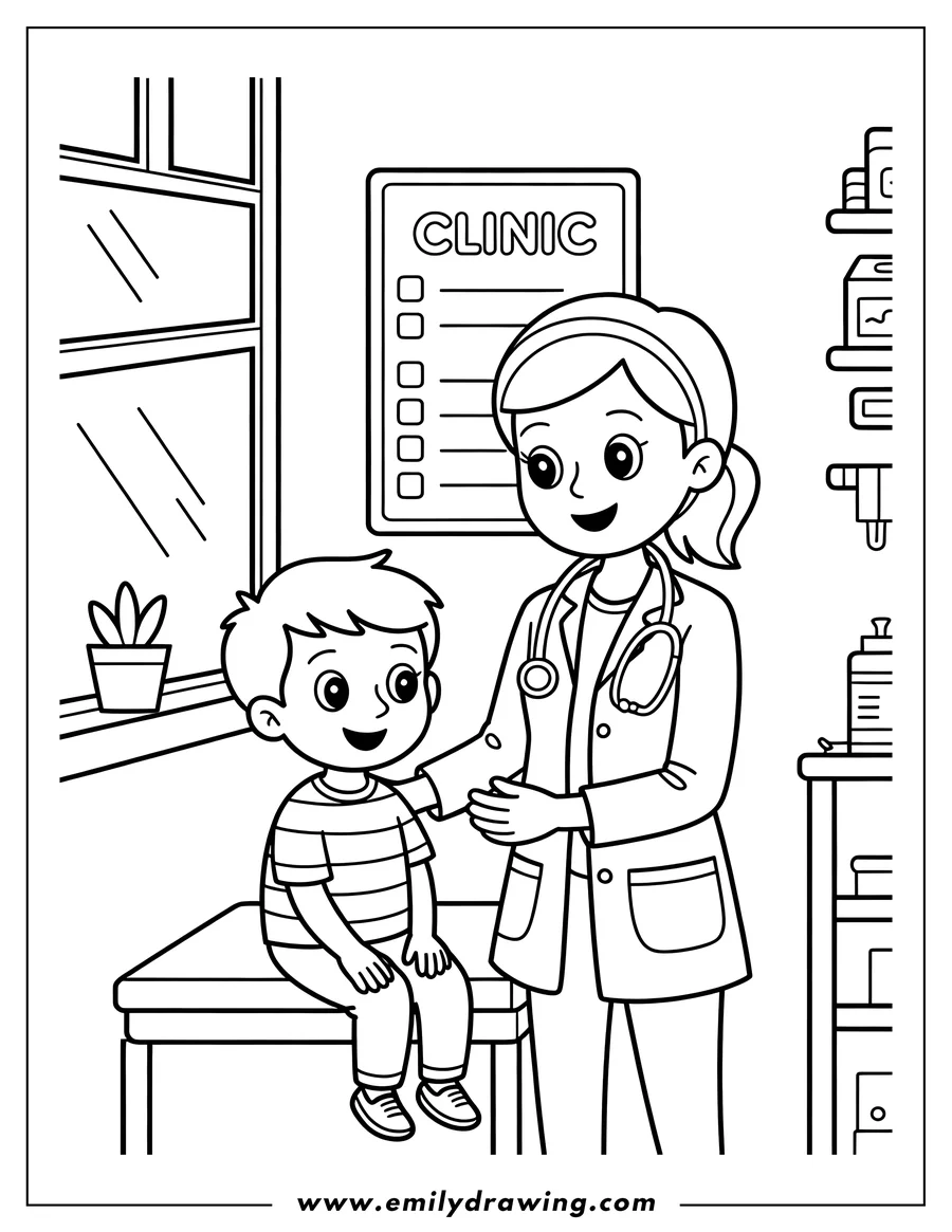 Vector style outline of doctor