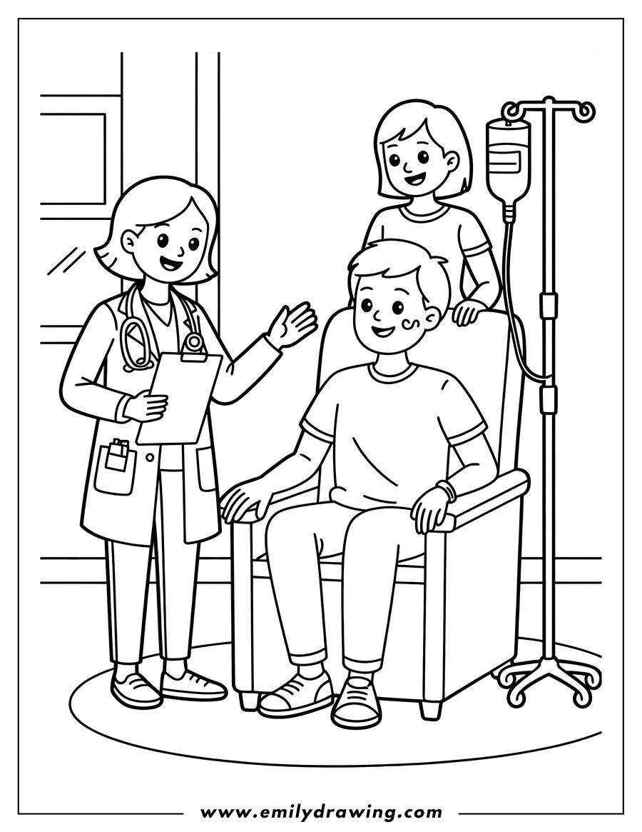 Outline drawing of doctor