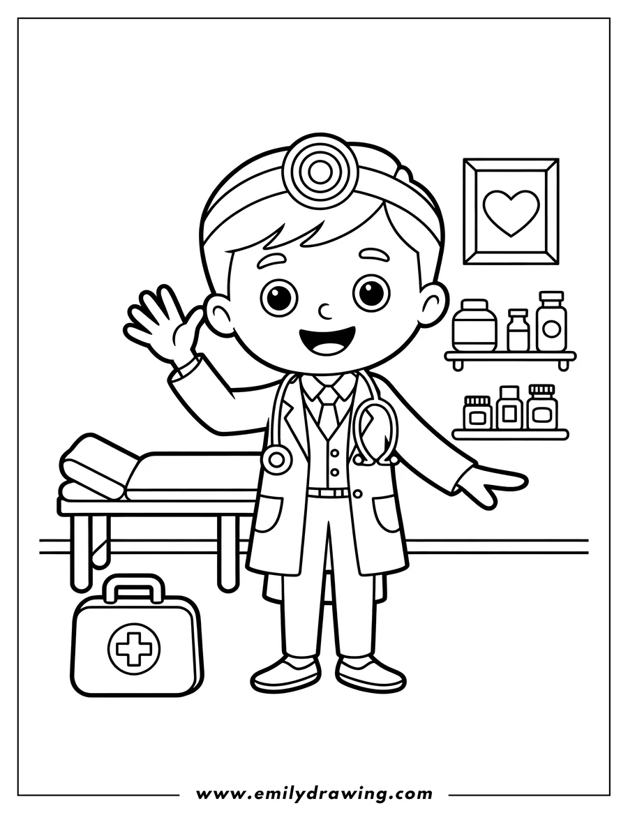 Downloadable coloring page of doctor