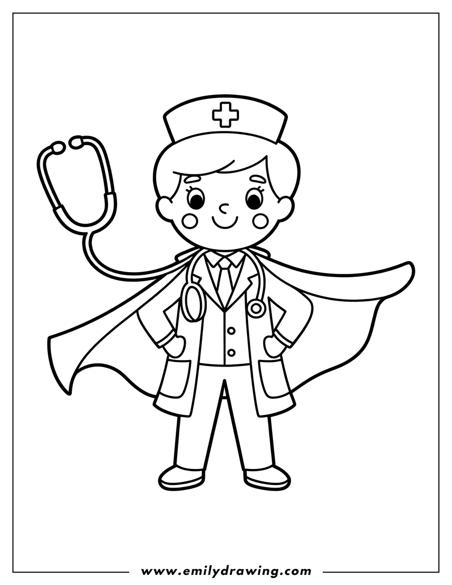 Printable line art of doctor