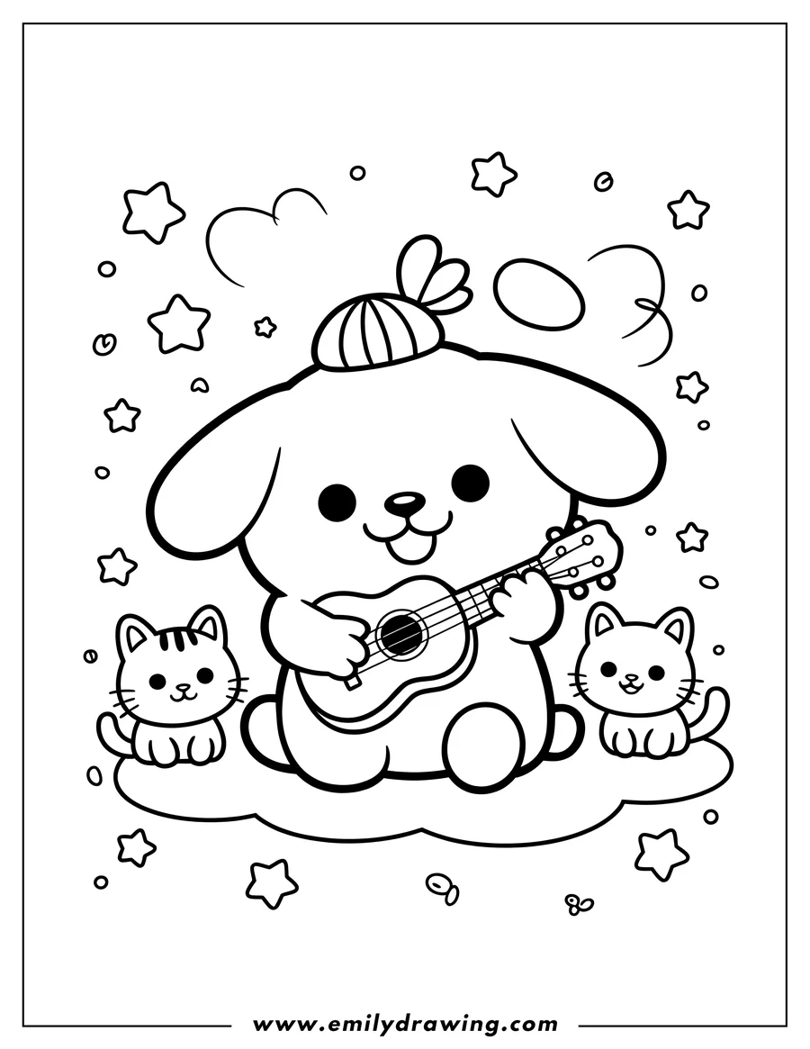 PDF style coloring page: dog Character
