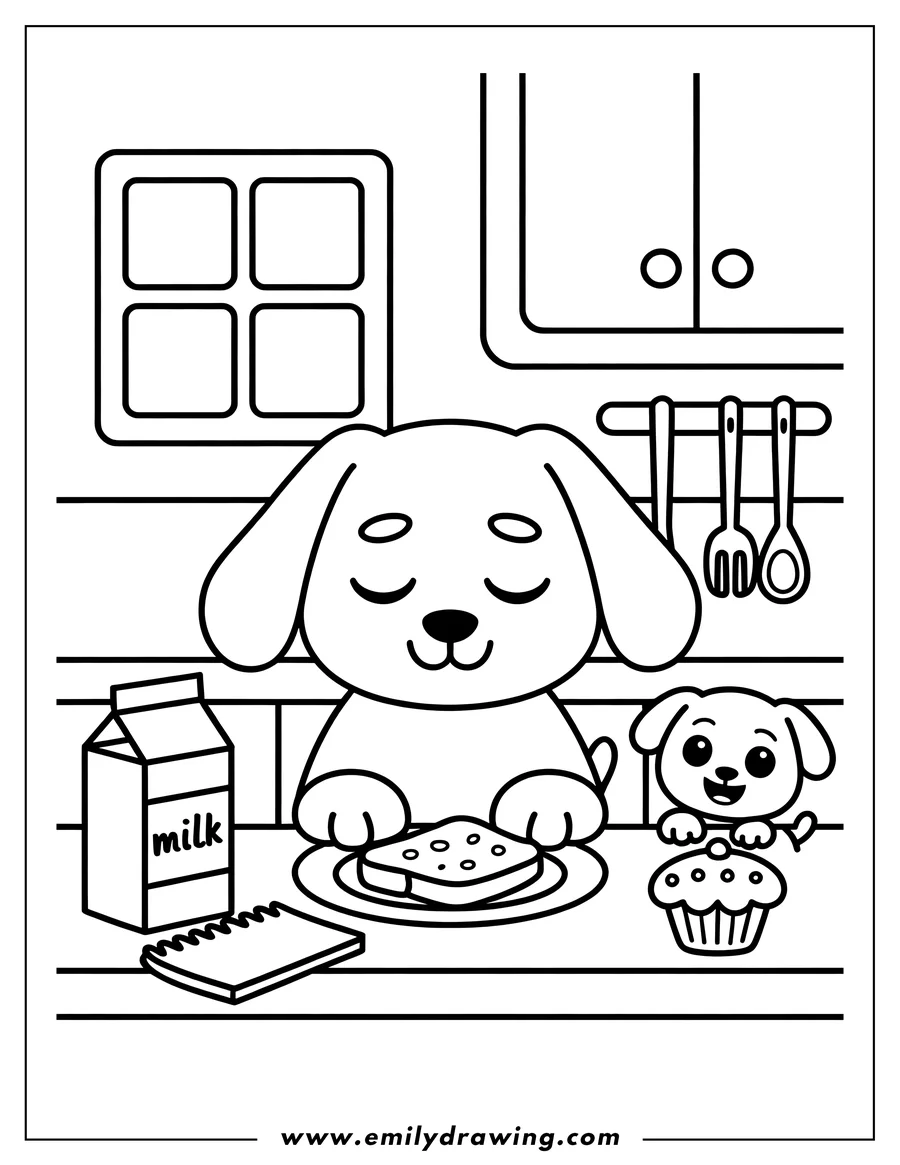 Doodle style coloring picture of dog