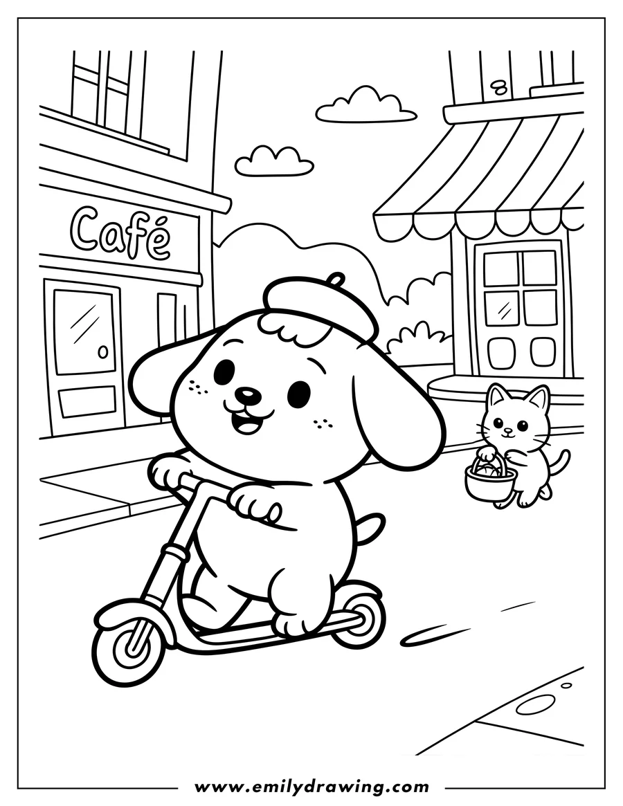 Clean line drawing: dog