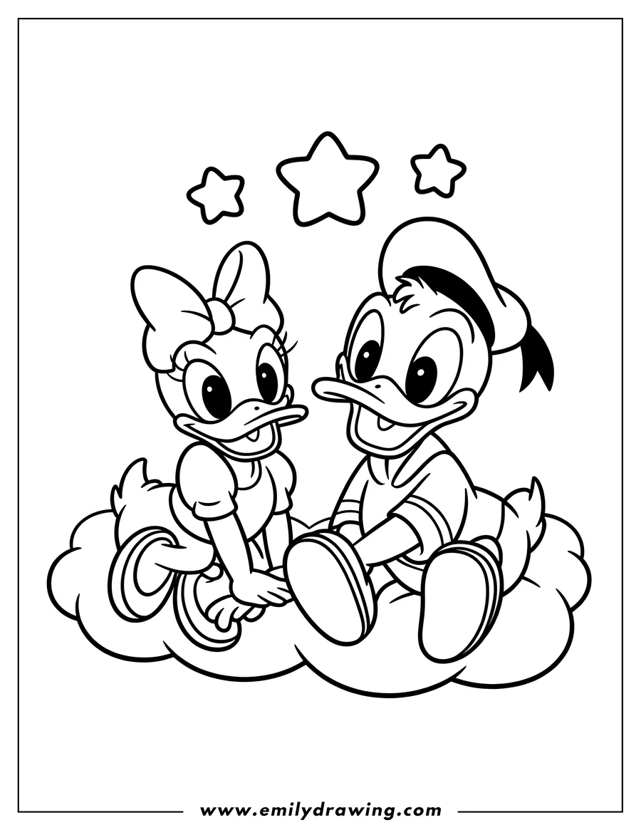 Printable line art of daisy Duck