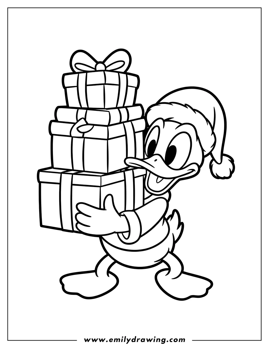 PDF style coloring page: donald Duck