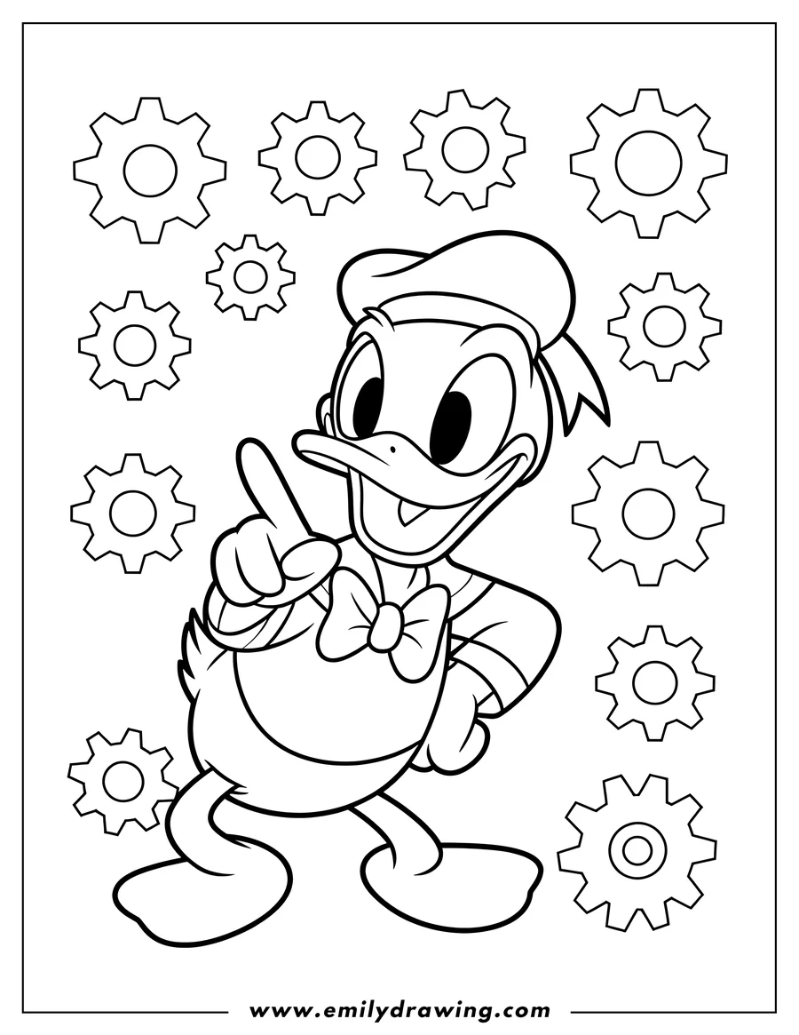 Printable line art of donald Duck