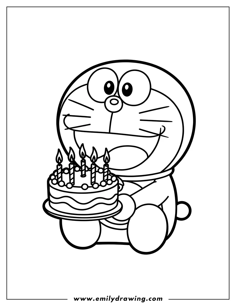Downloadable coloring page of doraemon
