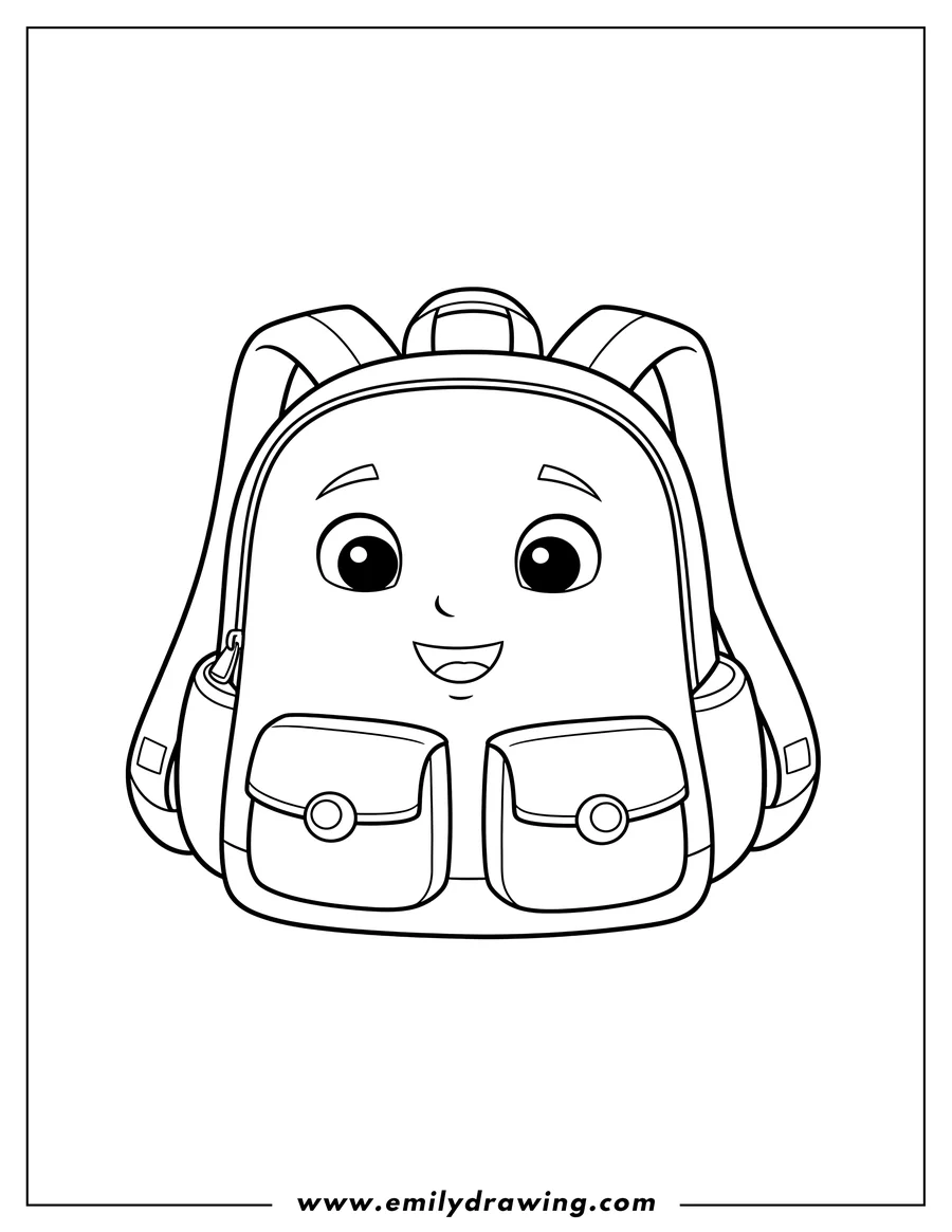 High quality printable dora's Backpack with a smiling face for coloring