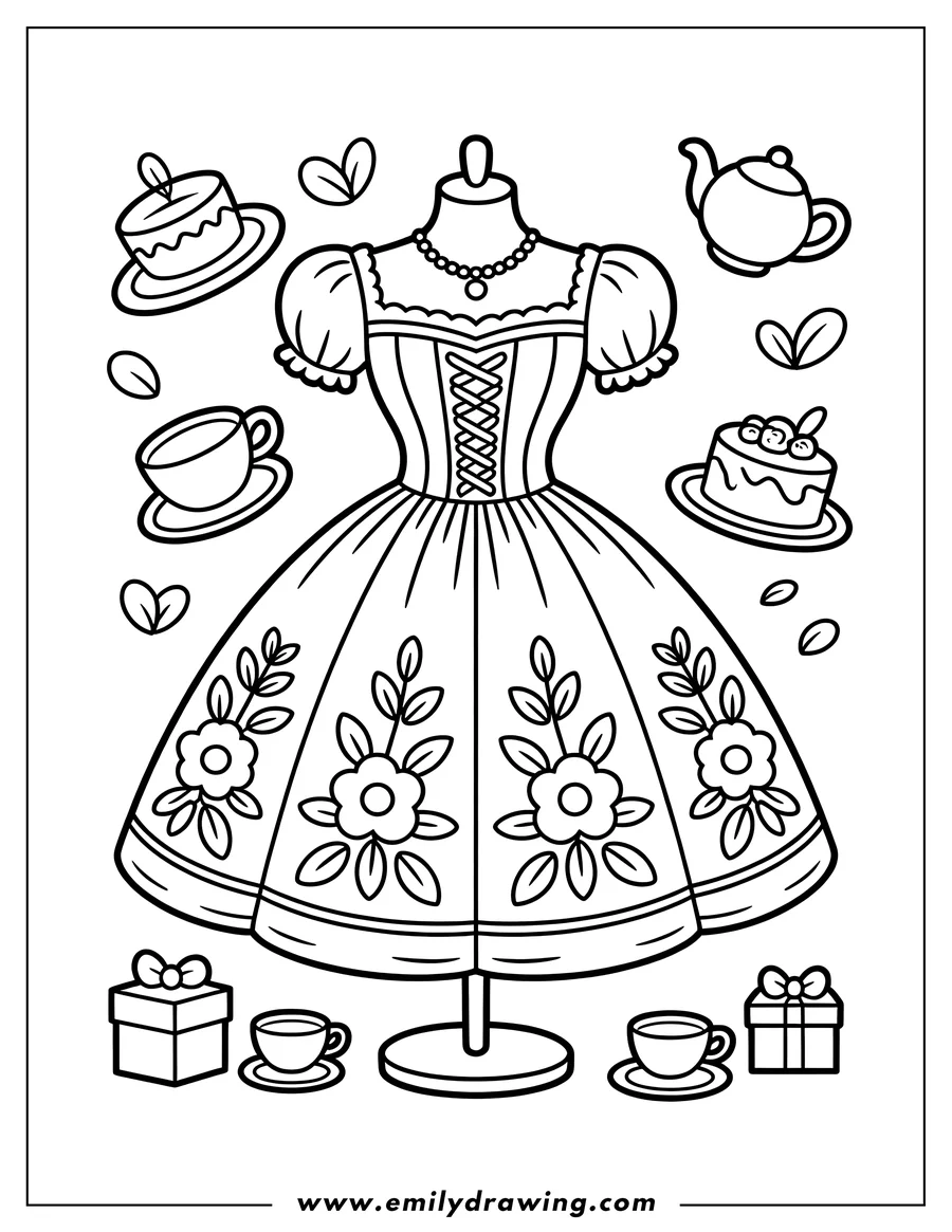 Linear illustration of dress