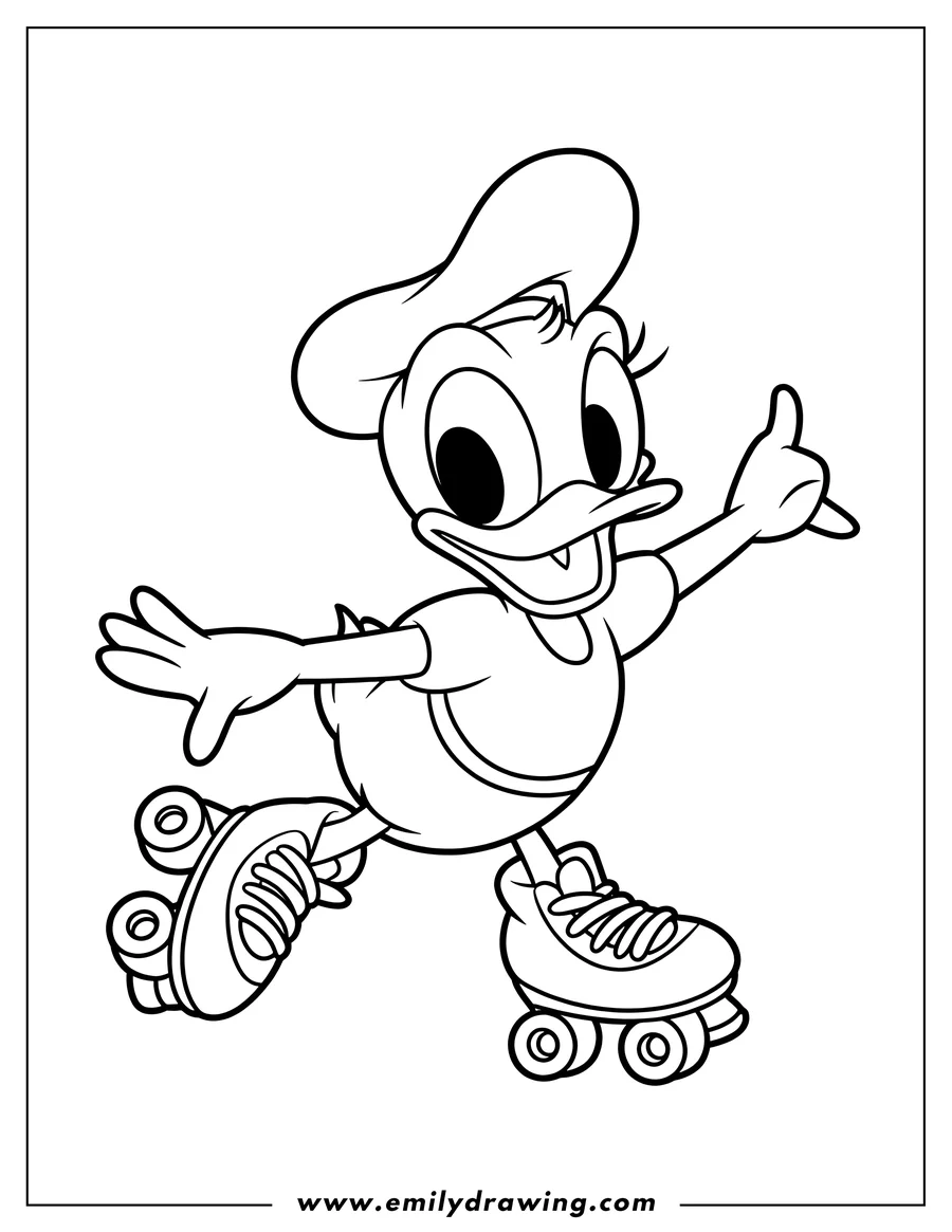 Full page coloring image of duck Character