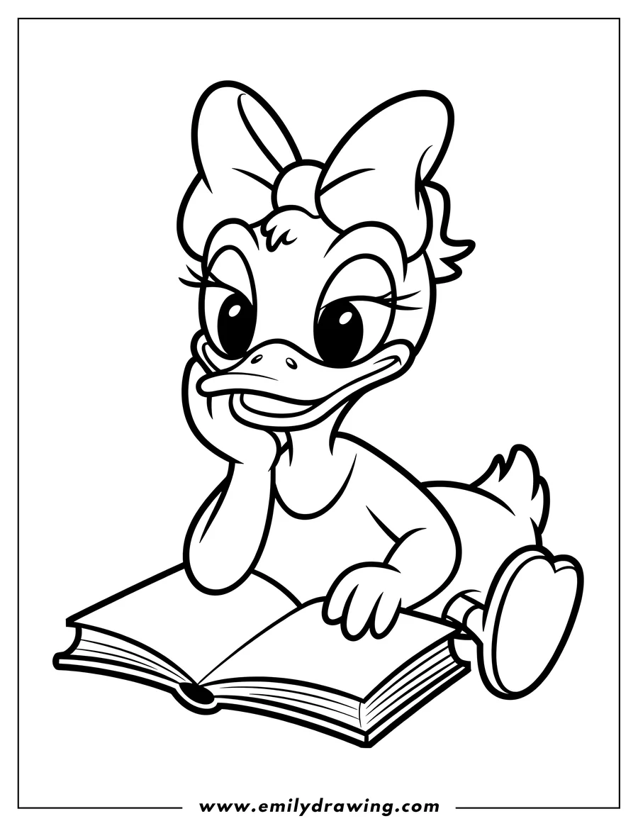 Full page coloring image of duck