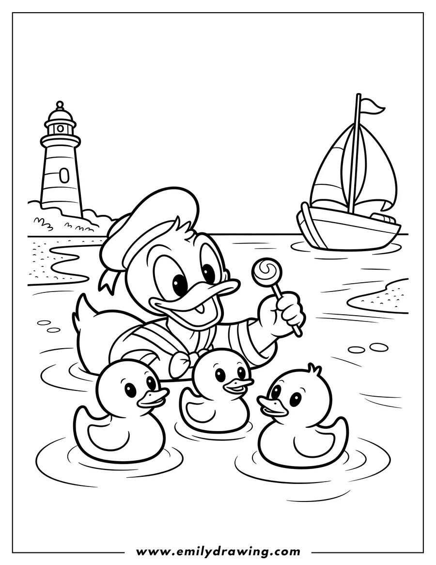 PDF style coloring page: duck