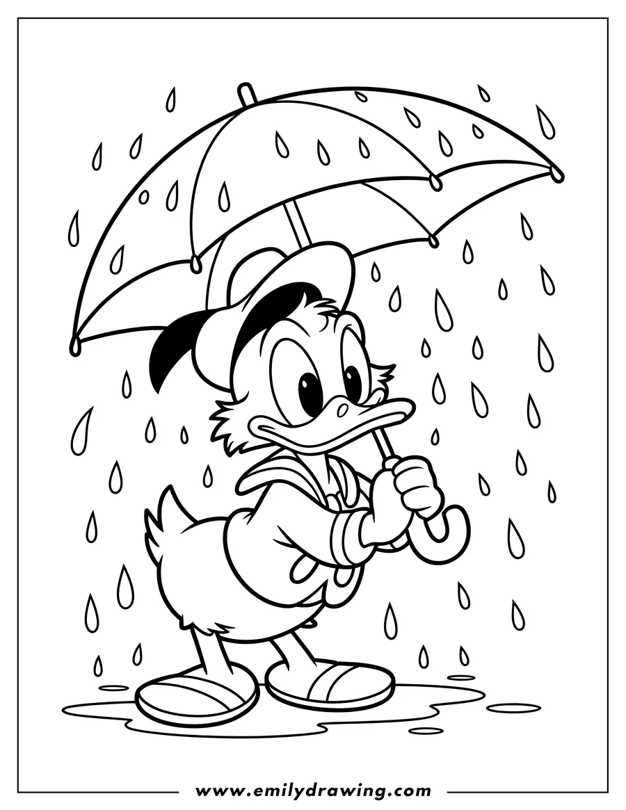 Coloring page for kids: duckling