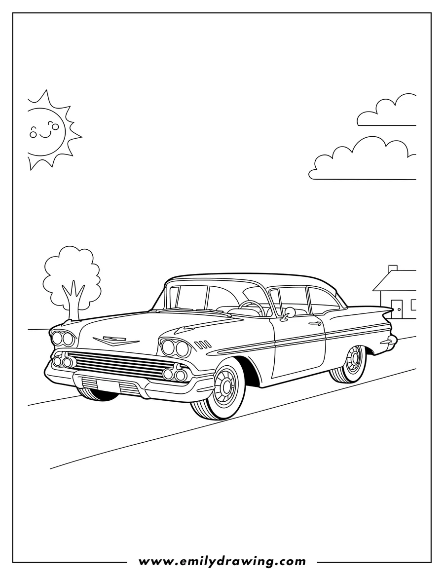 Downloadable coloring page of 1958 Chevrolet Impala