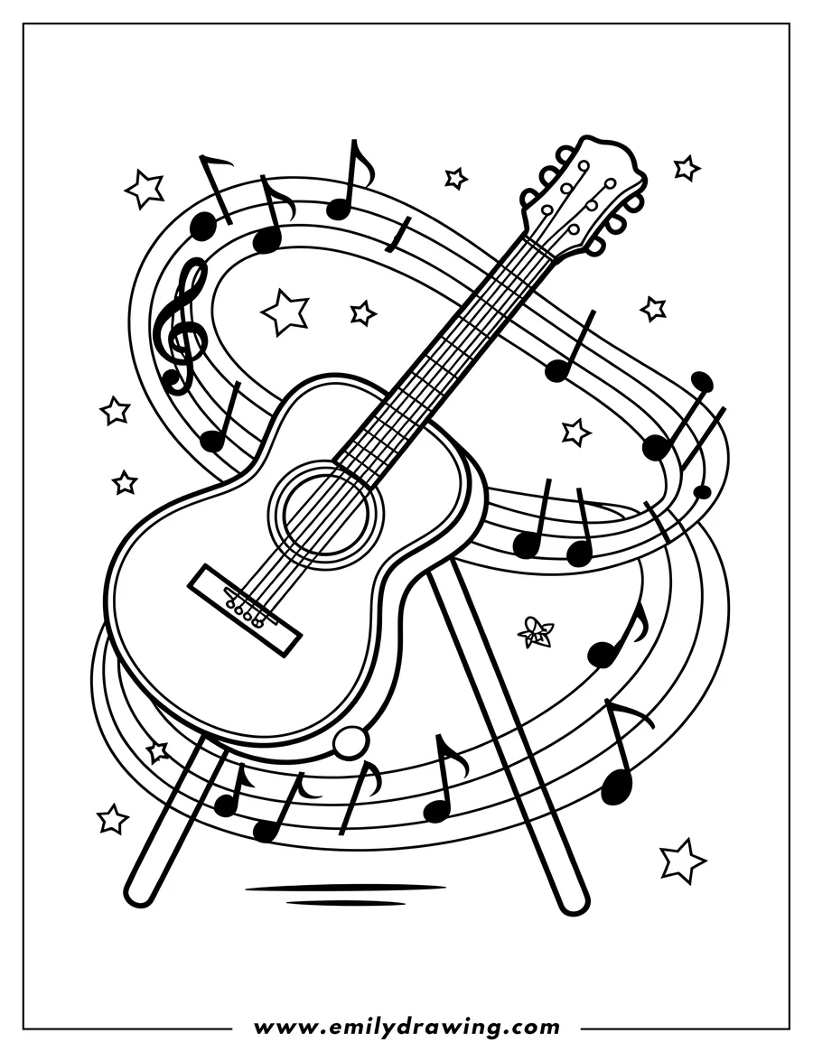 Linear illustration of acoustic Guitar