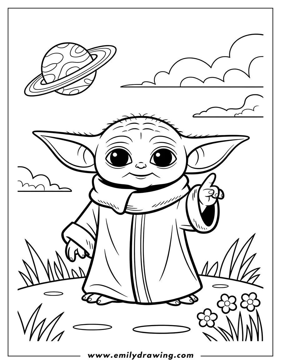 Downloadable coloring page of alien Child