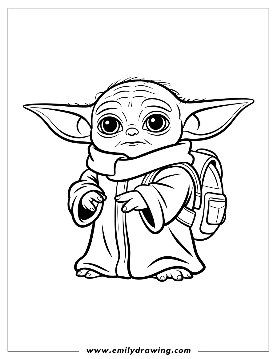 Printable coloring page of alien Child (Grogu)