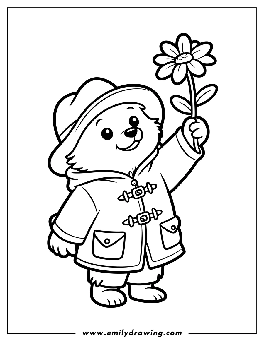 Black and white line art of bear