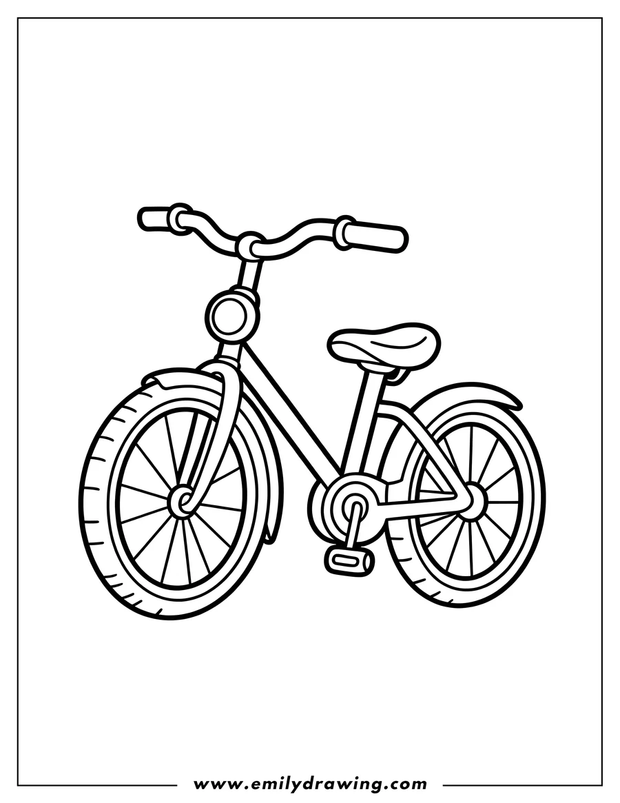 Full page coloring image of bicycle