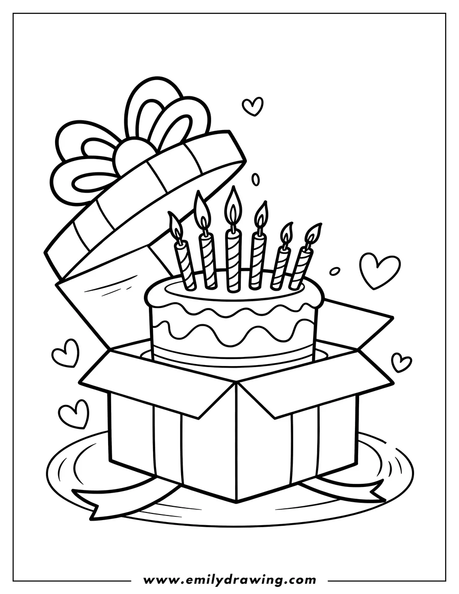 Outline drawing of birthday Cake